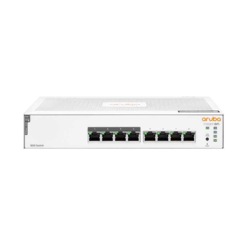 HPE Aruba Instant On 1830 8G 4p Class4 PoE 65W 8-Port Smart Managed Switch